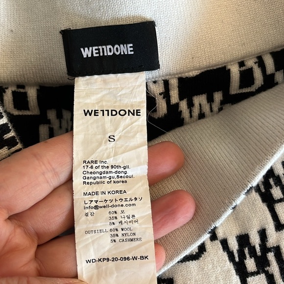 We11Done Logo Pattern Wool Cashmere Blend Legging. Size Small Black and White - Picture 7 of 17